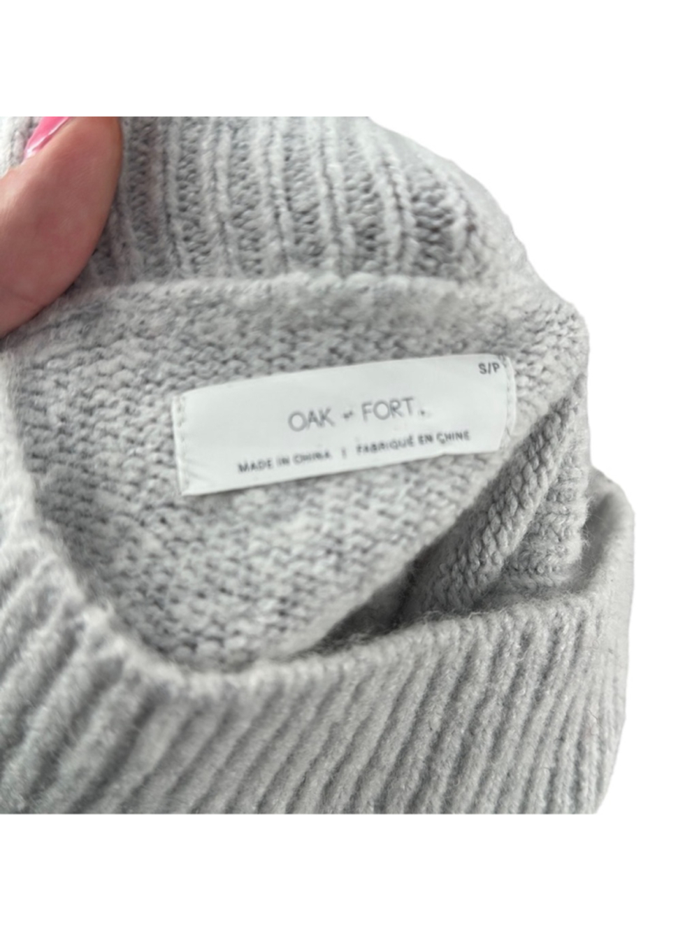 Oak + Fort oversized sweater warm light gray ribbed hem and cuffs sz sm - Picture 8 of 9
